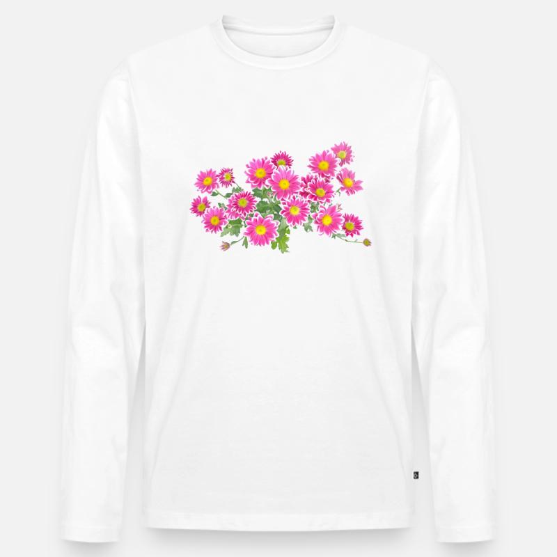 Blumen bunt Geschenk - Männer Premium Bio Langarmshirt - Weiß