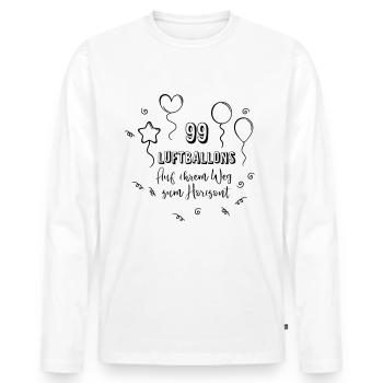 99 Luftballons auf ihrem Weg zum Horizont - Männer Premium Bio Langarmshirt - Weiß - Vorne - Nico (187cm)