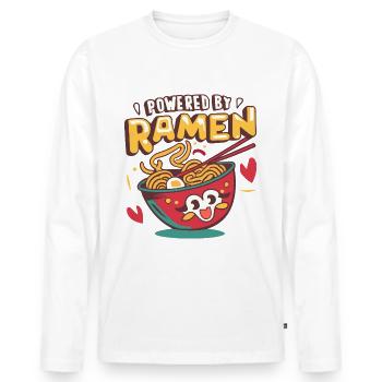 Powered By Ramen Noodle Japanese Food Lover - Men's Premium Organic Long Sleeve Shirt - white - Front - Nico (187cm)