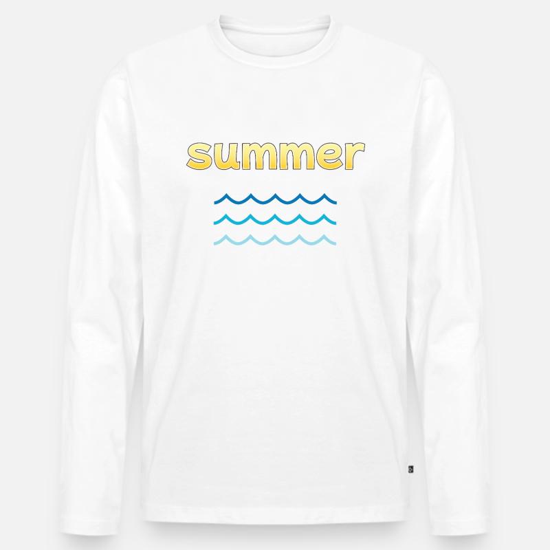 Sommer-Wellen - Männer Premium Bio Langarmshirt - Weiß