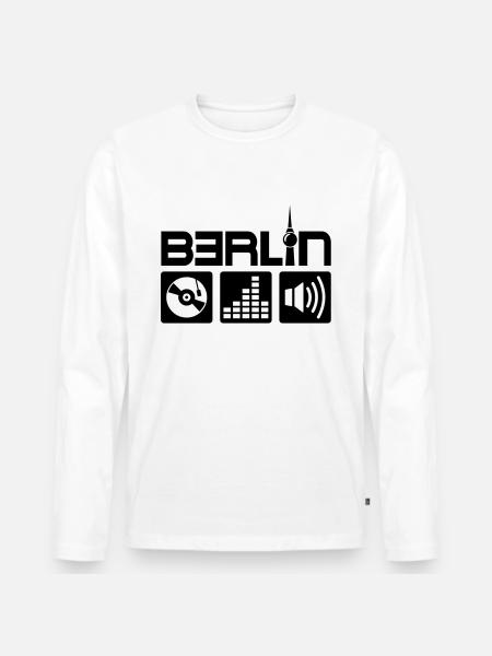 Berlin Musik - Männer Premium Bio Langarmshirt - Weiß