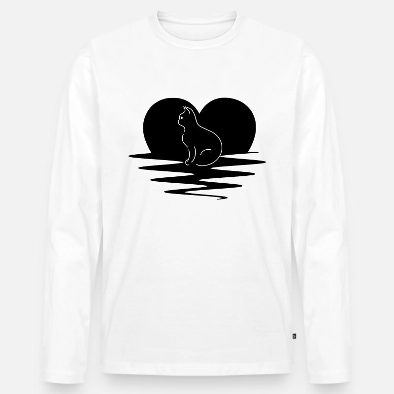 Katze - Männer Premium Bio Langarmshirt - Weiß