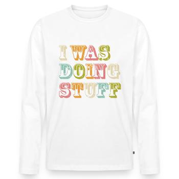 I was doing stuff vintage - Men's Premium Organic Long Sleeve Shirt - white - Front - Nico (187cm)
