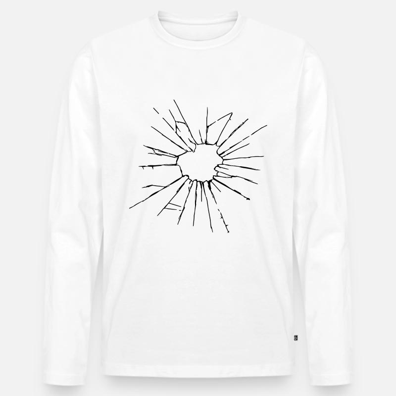 Gebrochenes Glas - Männer Premium Bio Langarmshirt - Weiß