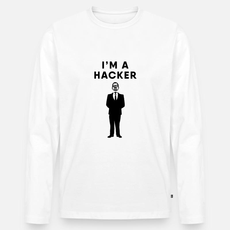 Hacker / Hacken / Hacking - Männer Premium Bio Langarmshirt - Weiß