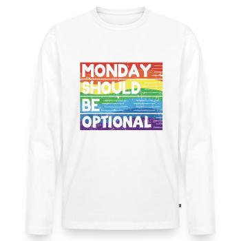 Monday should be optional Vintage Regenbogen - Männer Premium Bio Langarmshirt - Weiß - Vorne - Nico (187cm)