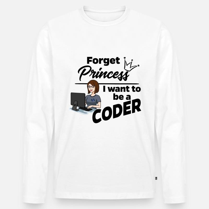 Programmiererin statt Prinzessin - Männer Premium Bio Langarmshirt - Weiß