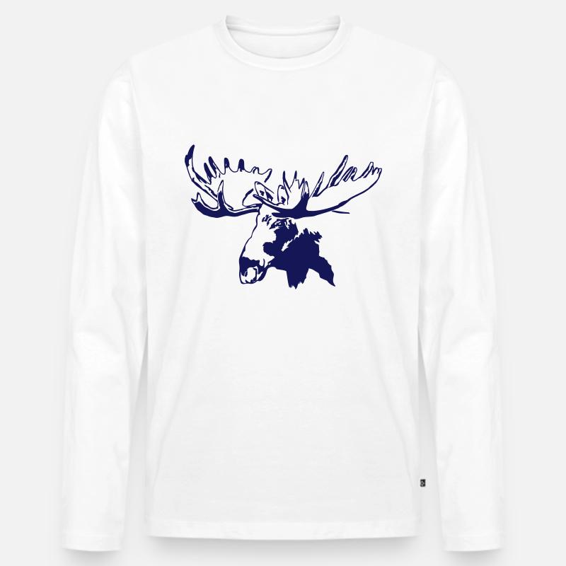 elch - elk - moose - jagd - jäger - Männer Premium Bio Langarmshirt - Weiß