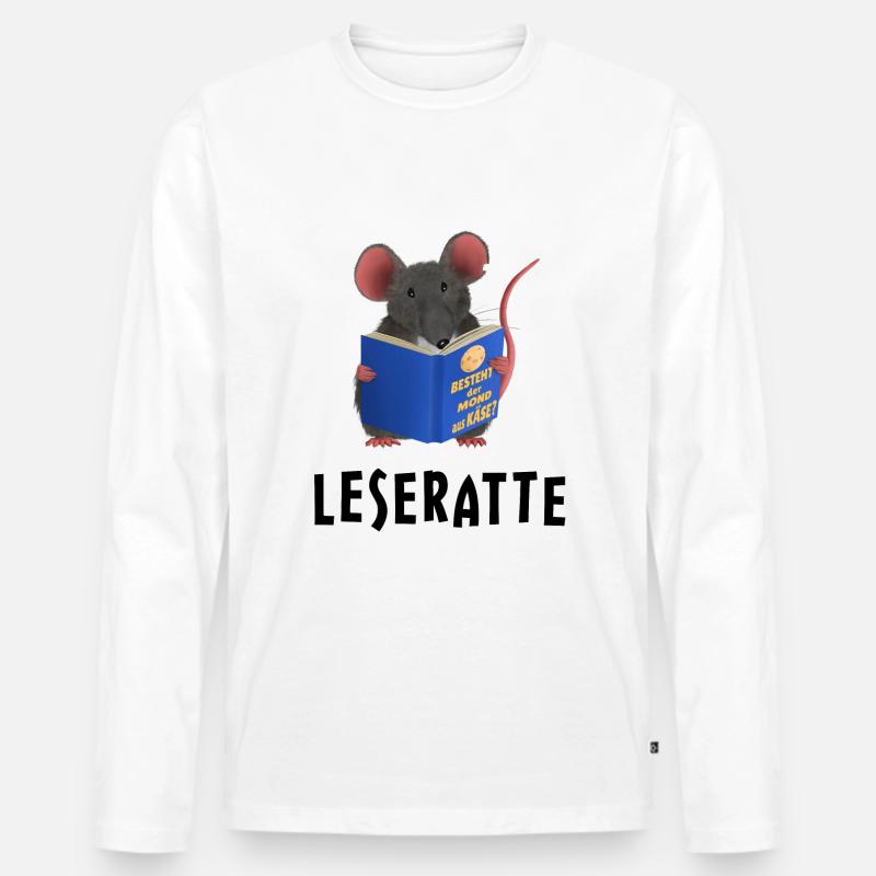 Leseratte / Bücherwurm - Männer Premium Bio Langarmshirt - Weiß