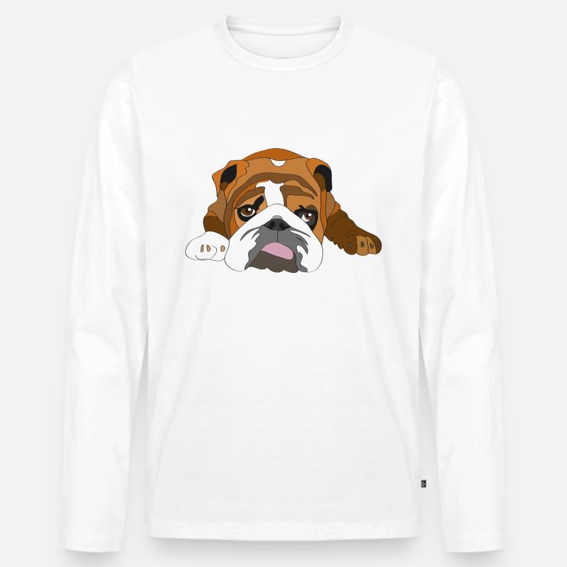 Bulldogge - Männer Premium Bio Langarmshirt - Weiß