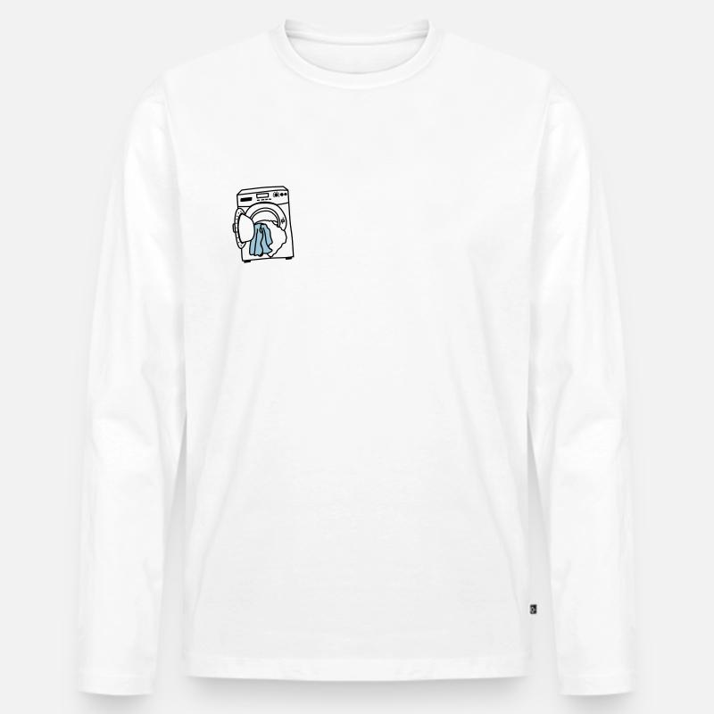 Waschmaschine - Männer Premium Bio Langarmshirt - Weiß