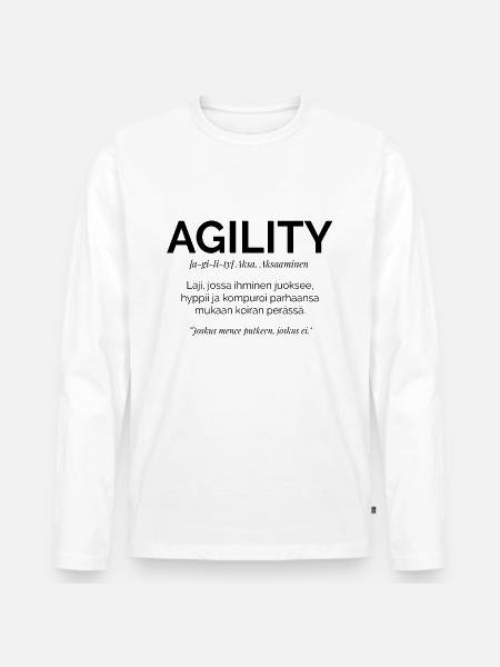 Agility Tarkoitus Musta - Premium luomulaatuinen miesten pitkähihainen paita - valkoinen