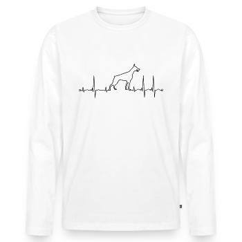 ekg dobermann - T-shirt manches longues Premium bio Homme - blanc - Devant - Nico (187cm)