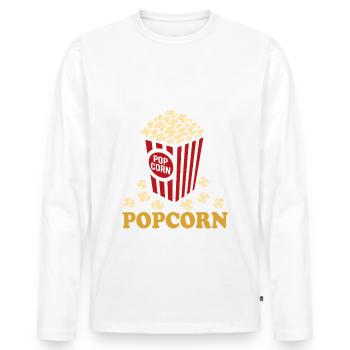 I'm just here for the Popcorn - crispy & delicious - Men's Premium Organic Long Sleeve Shirt - white - Front - Nico (187cm)