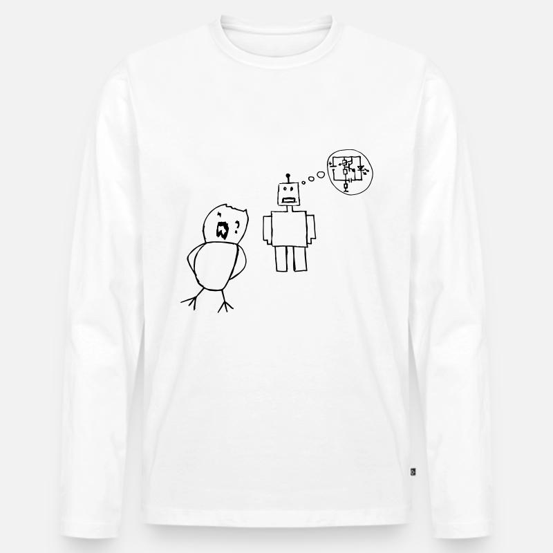 Robo Love - Männer Premium Bio Langarmshirt - Weiß