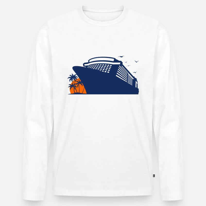 Kreuzfahrt, Kreuzfahrtschiff, Schiffsreise - Männer Premium Bio Langarmshirt - Weiß