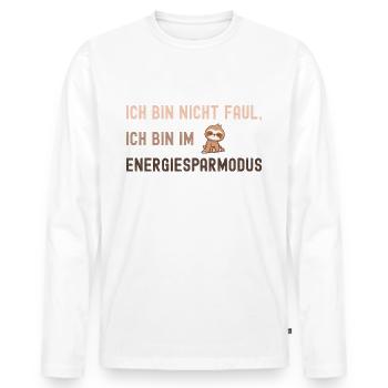 Ich Bin Nicht Faul - Ich Bin Im Energiesparmodus - Männer Premium Bio Langarmshirt - Weiß - Vorne - Nico (187cm)
