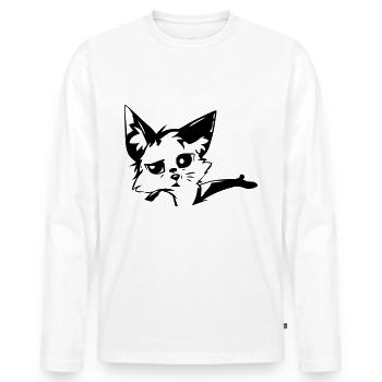 Renard doux, silhouette, renards, dessin - T-shirt manches longues Premium bio Homme - blanc - Devant - Nico (187cm)
