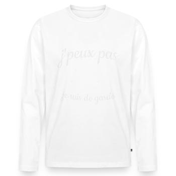 Je suis de Garde T-shirt Humour - T-shirt manches longues Premium bio Homme - blanc - Devant - Nico (187cm)