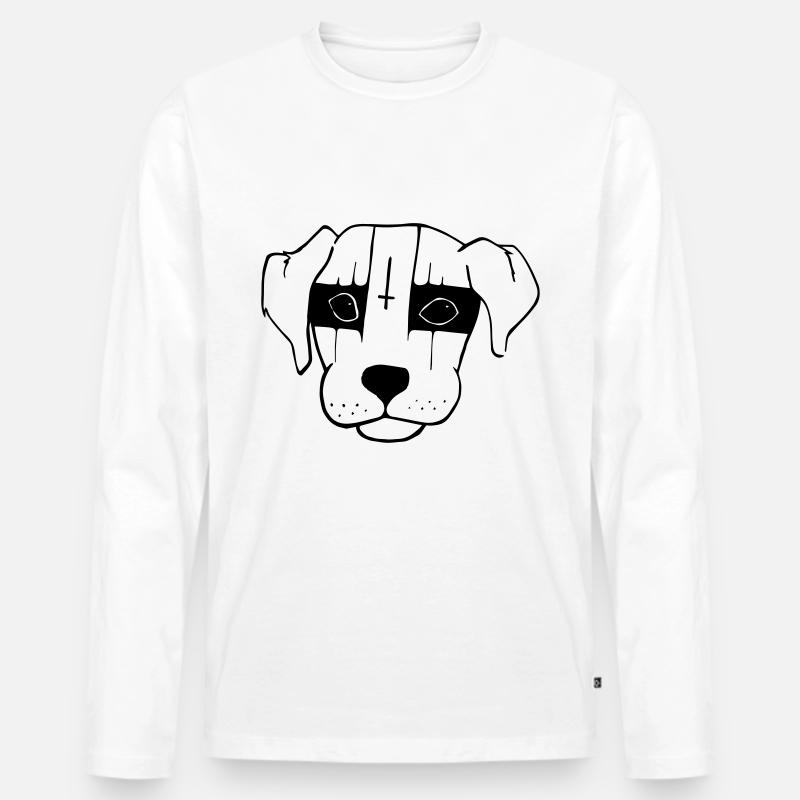 Black Metal Hund - Männer Premium Bio Langarmshirt - Weiß