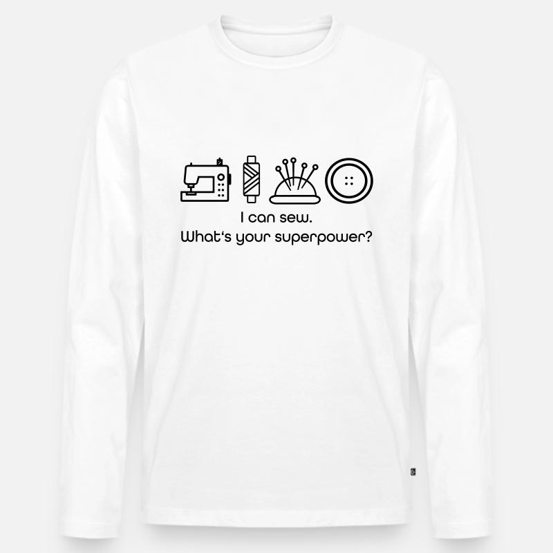 nähen - Männer Premium Bio Langarmshirt - Weiß