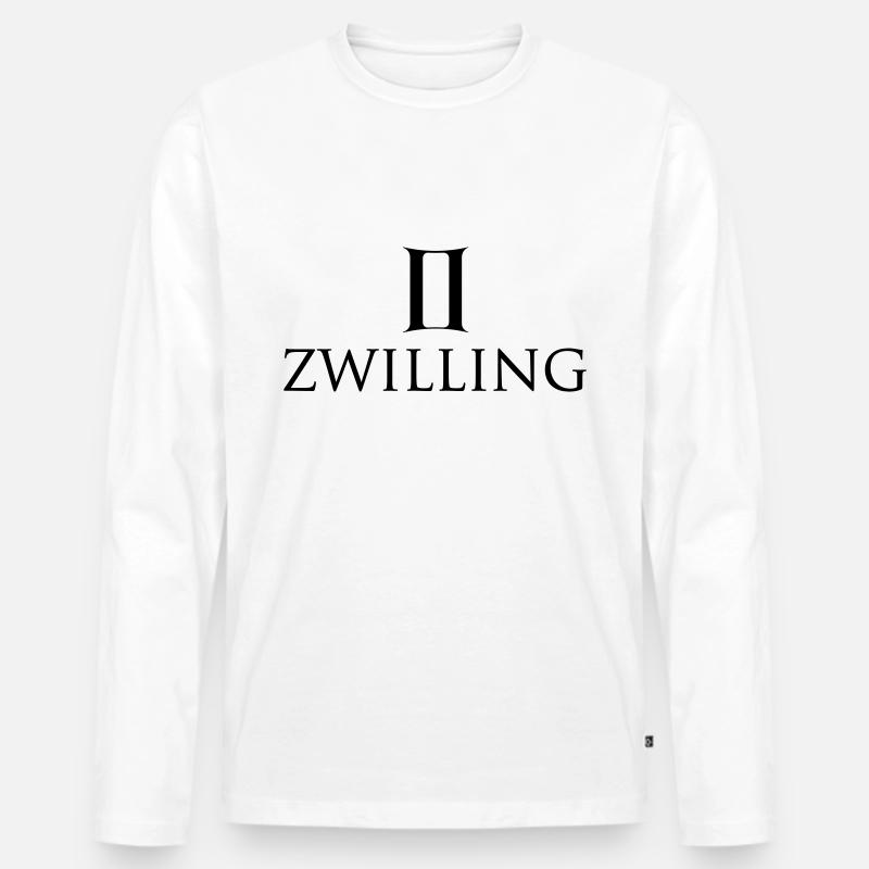 Zwilling - Männer Premium Bio Langarmshirt - Weiß