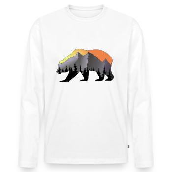 Ombre ours montagnes - T-shirt manches longues Premium bio Homme - blanc - Devant - Nico (187cm)