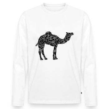 Beau motif camel silhouette contour noir - T-shirt manches longues Premium bio Homme - blanc - Devant - Nico (187cm)