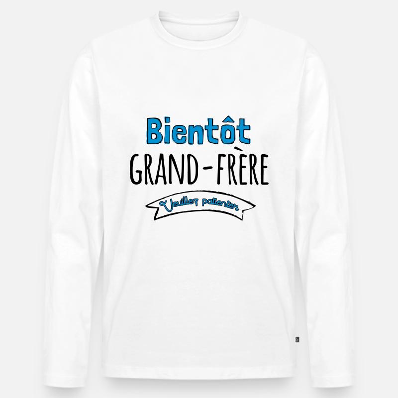 Bald großer Bruder - Geschenk - Männer Premium Bio Langarmshirt - Weiß