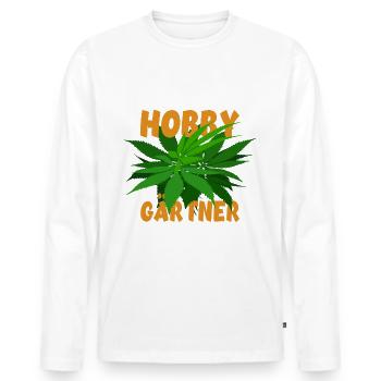 Hobby Gärtner Cannabis - Hanf - Kiffen legal - Männer Premium Bio Langarmshirt - Weiß - Vorne - Nico (187cm)