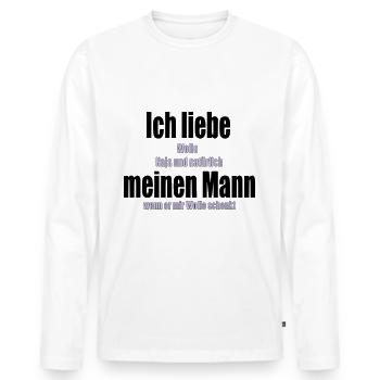 J'aime mon mari laine tricoter crochet à coudre - T-shirt manches longues Premium bio Homme - blanc - Devant - Nico (187cm)