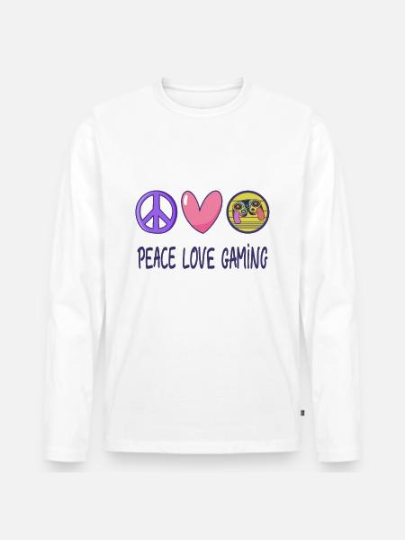 Peace Love Gaming - Men's Premium Organic Long Sleeve Shirt - white
