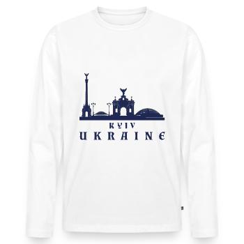 Kiew Skyline Ukraine Kyiv - Männer Premium Bio Langarmshirt - Weiß - Vorne - Nico (187cm)