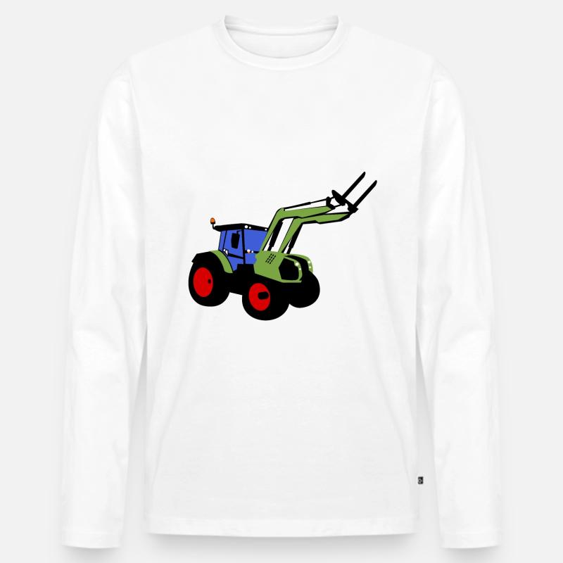 traktor, Bulldog, Frontlader, Bauer - Männer Premium Bio Langarmshirt - Weiß