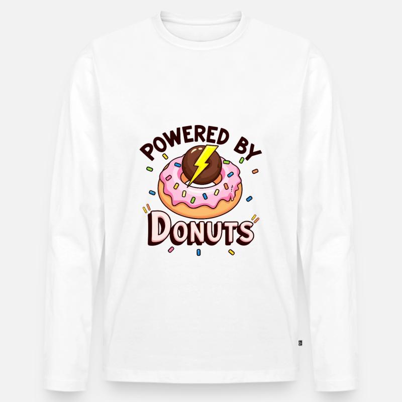 Powered By Donuts - Männer Premium Bio Langarmshirt - Weiß