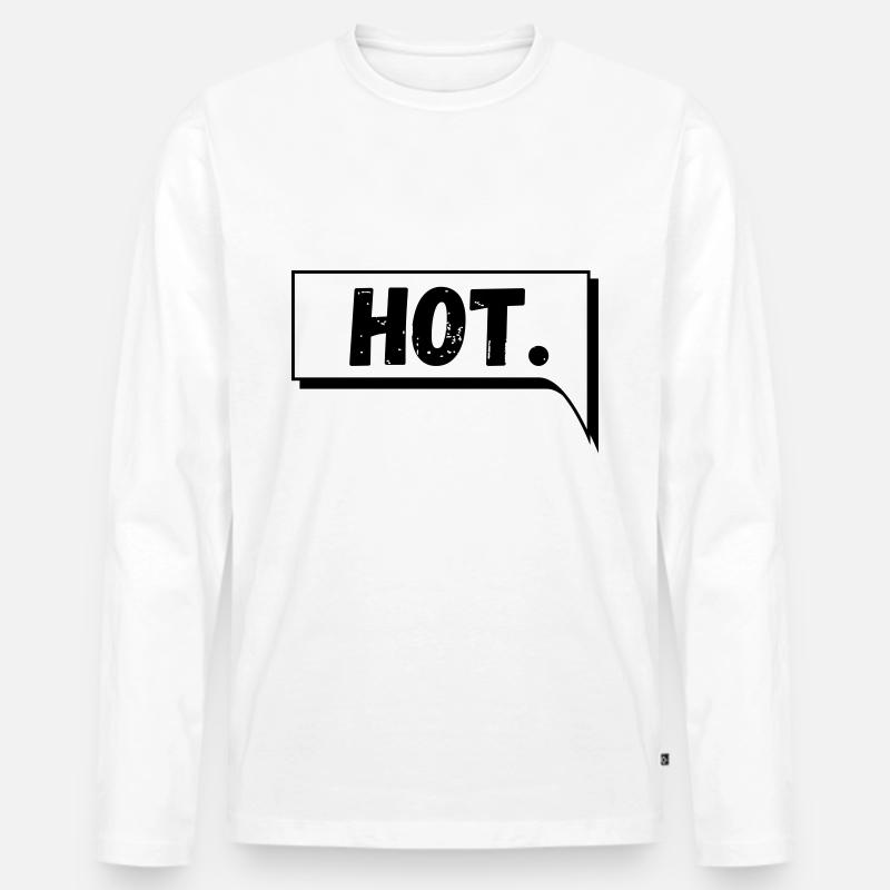 Comic Sprechblase Hot - Männer Premium Bio Langarmshirt - Weiß