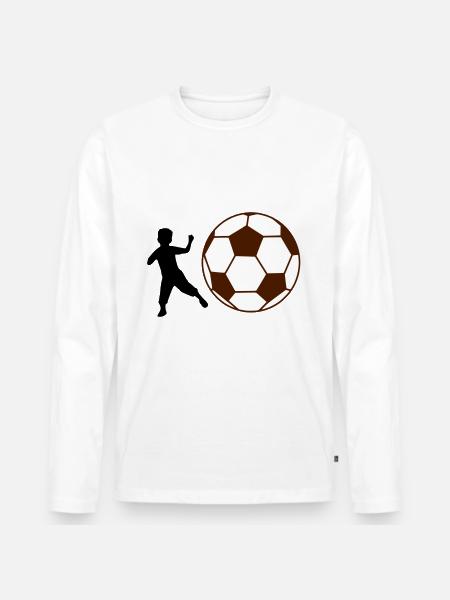 Kind Fußball - Männer Premium Bio Langarmshirt - Weiß
