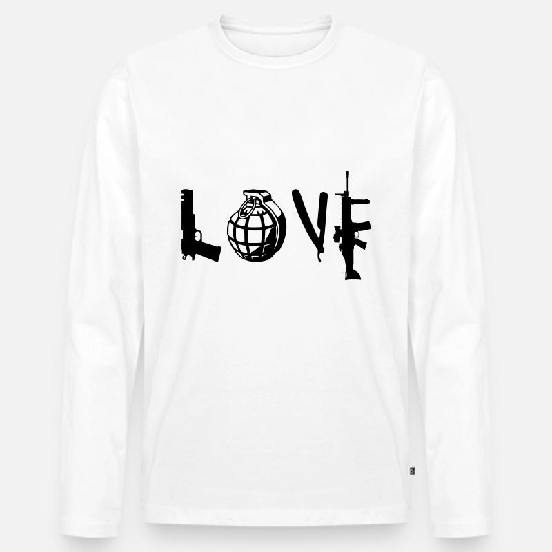 LOVE - Männer Premium Bio Langarmshirt - Weiß