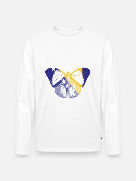 Sommerfugl Bosna - Premium økologisk langærmet T-shirt til mænd - hvid