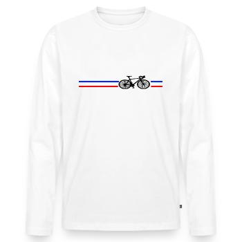 Vélo de vélo de course retro design - T-shirt manches longues Premium bio Homme - blanc - Devant - Nico (187cm)