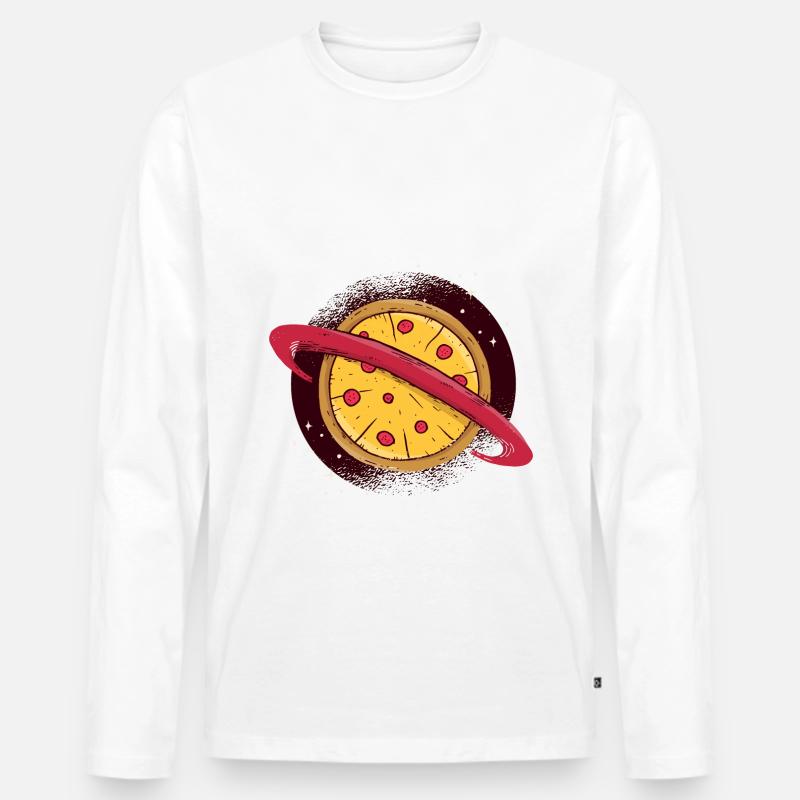 Pizza - Männer Premium Bio Langarmshirt - Weiß