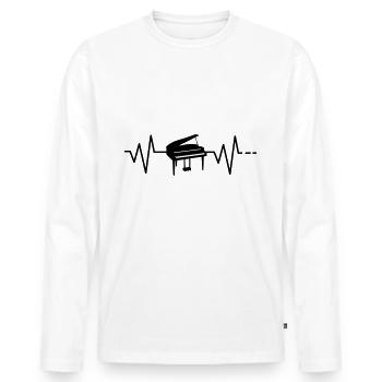 Heartbeat - piano, piano, heart rate, frequency - Men's Premium Organic Long Sleeve Shirt - white - Front - Nico (187cm)