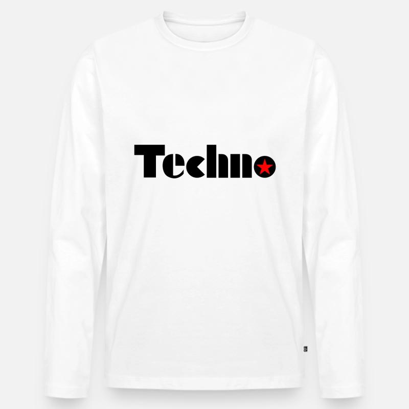 Techno - Techno music - Männer Premium Bio Langarmshirt - Weiß