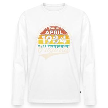 39e anniversaire homme April Né 1984 Original - T-shirt manches longues Premium bio Homme - blanc - Devant - Nico (187cm)