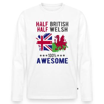 Halb Brite Halb Waliser - Männer Premium Bio Langarmshirt - Weiß - Vorne - Nico (187cm)