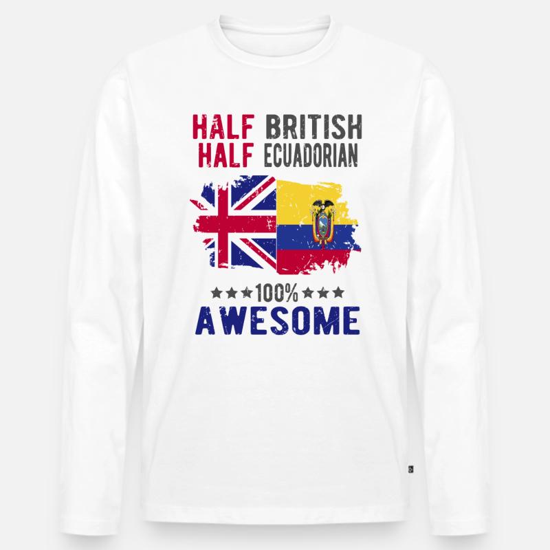 Halb Brite Halb Ecuadorianer - Männer Premium Bio Langarmshirt - Weiß