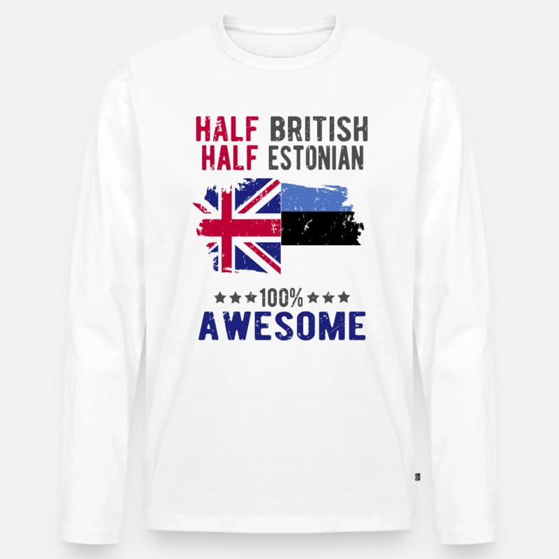 Halb Brite Halb Estländer - Männer Premium Bio Langarmshirt - Weiß