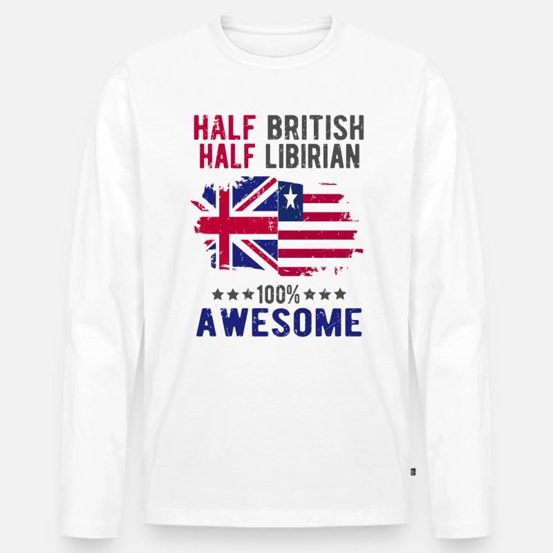 Halb Brite Halb Libyer - Männer Premium Bio Langarmshirt - Weiß