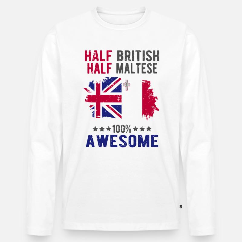 Halb Brite Halb Mateser - Männer Premium Bio Langarmshirt - Weiß