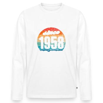 Bester Papa der Welt seit 1958 No Joke - Männer Premium Bio Langarmshirt - Weiß - Vorne - Nico (187cm)
